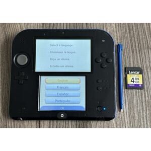 Nintendo 2DS FTR-001 Black/Blue Handheld Console w/ Stylus & 4GB SD Card